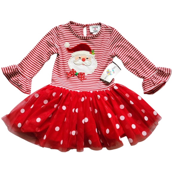 Toddler Girl Christmas Outfit Counting Daisies Dress Set Size 3T - Picture 3 of 11